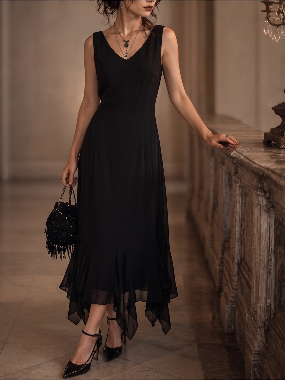 VINTAGE PHOOL Ruffled Maxi Dress